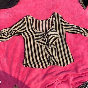 Black and tan blouse